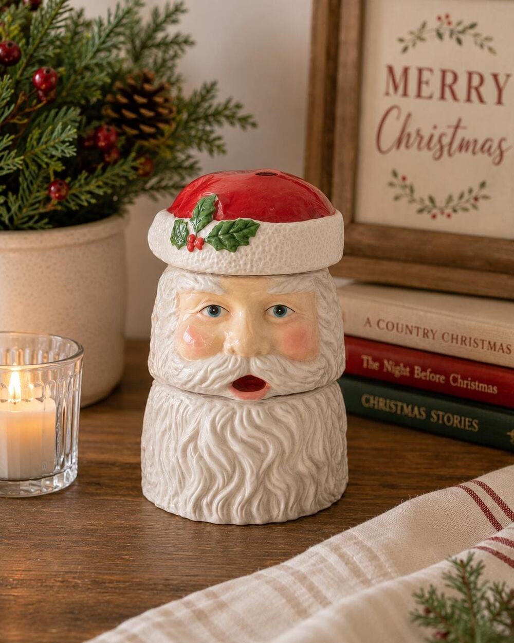 Vintage 1998 Heritage Mint Santa Potpourri Pot | NIB Christmas Decor Holder